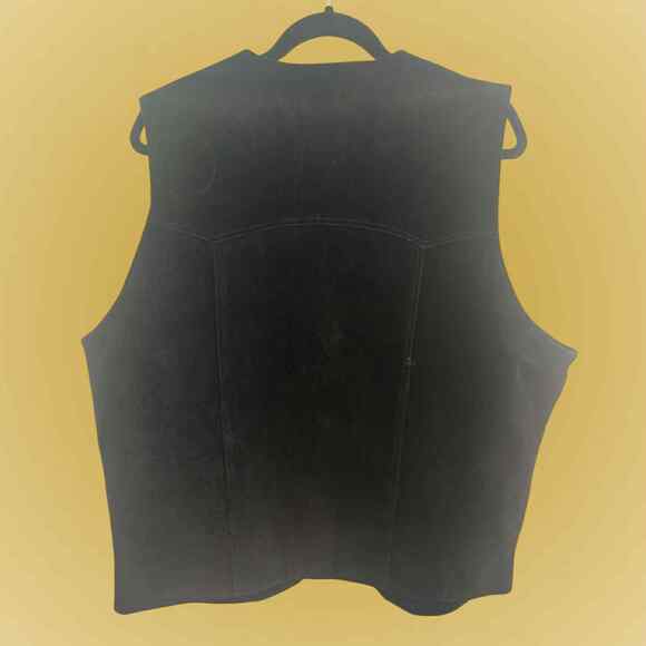 Men's Cripple Creek 100% Suede Leather Black Nickel Snap Button Vest Size XL EUC - Picture 6 of 7
